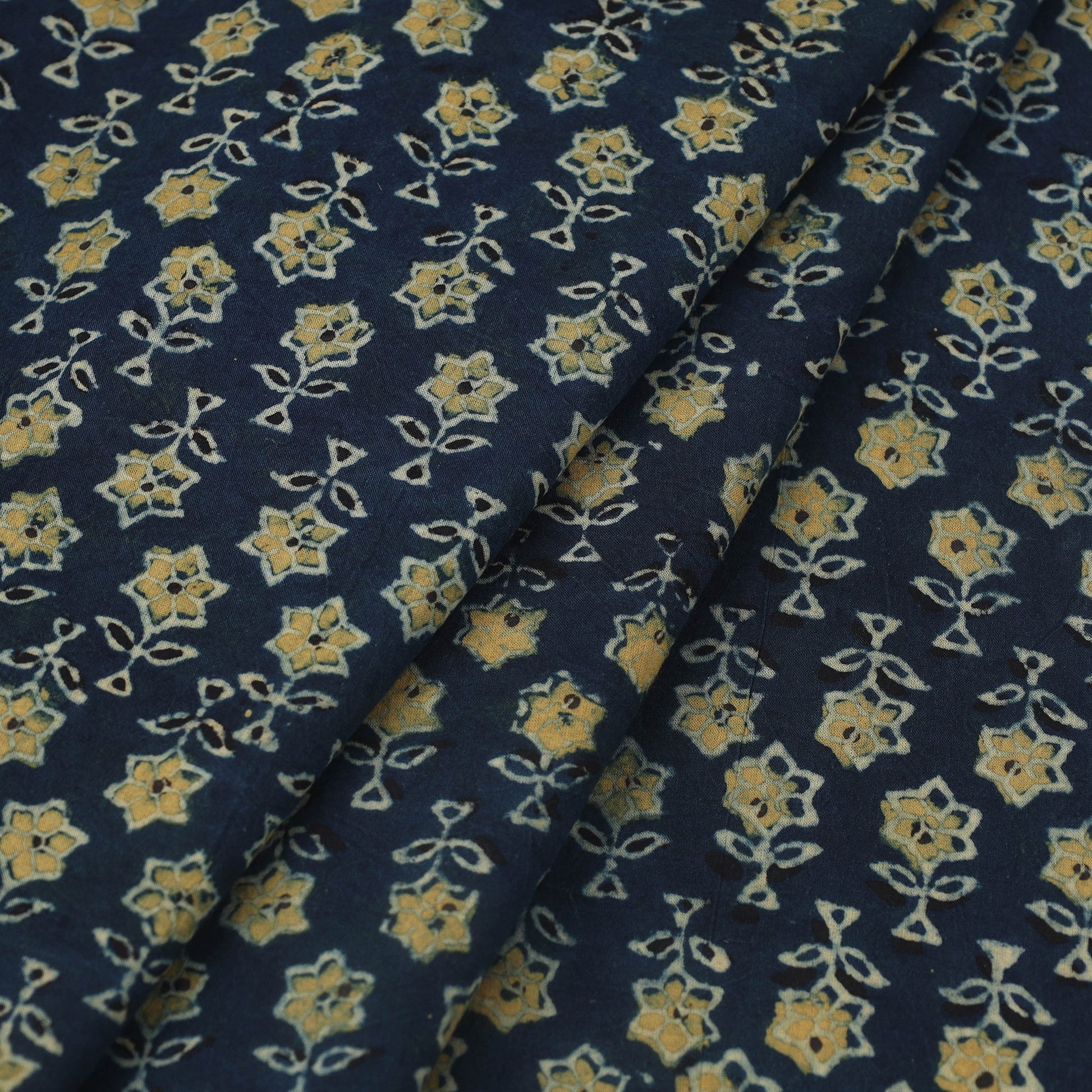 Blue - Block Print Cotton Natural Dyed Ajrakh Fabric 58
