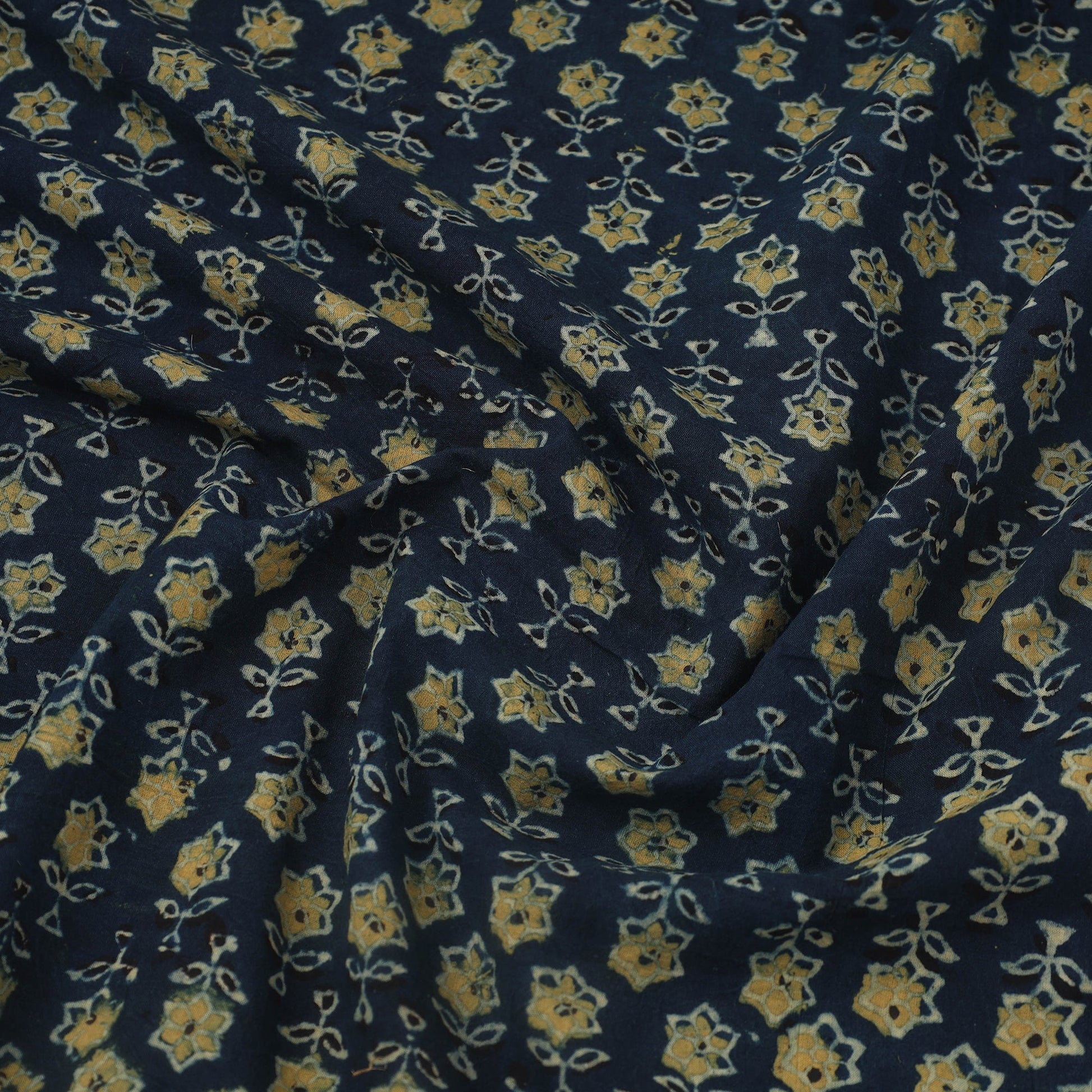 Blue - Block Print Cotton Natural Dyed Ajrakh Fabric 58