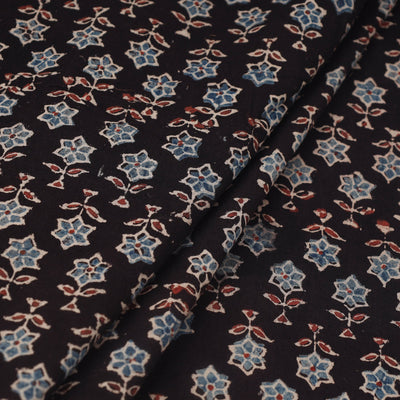 Black - Block Print Cotton Natural Dyed Ajrakh Fabric 59