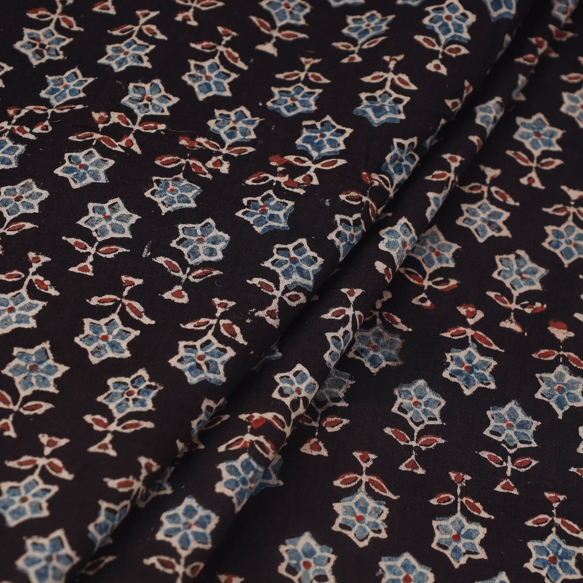 Black - Block Print Cotton Natural Dyed Ajrakh Fabric 59