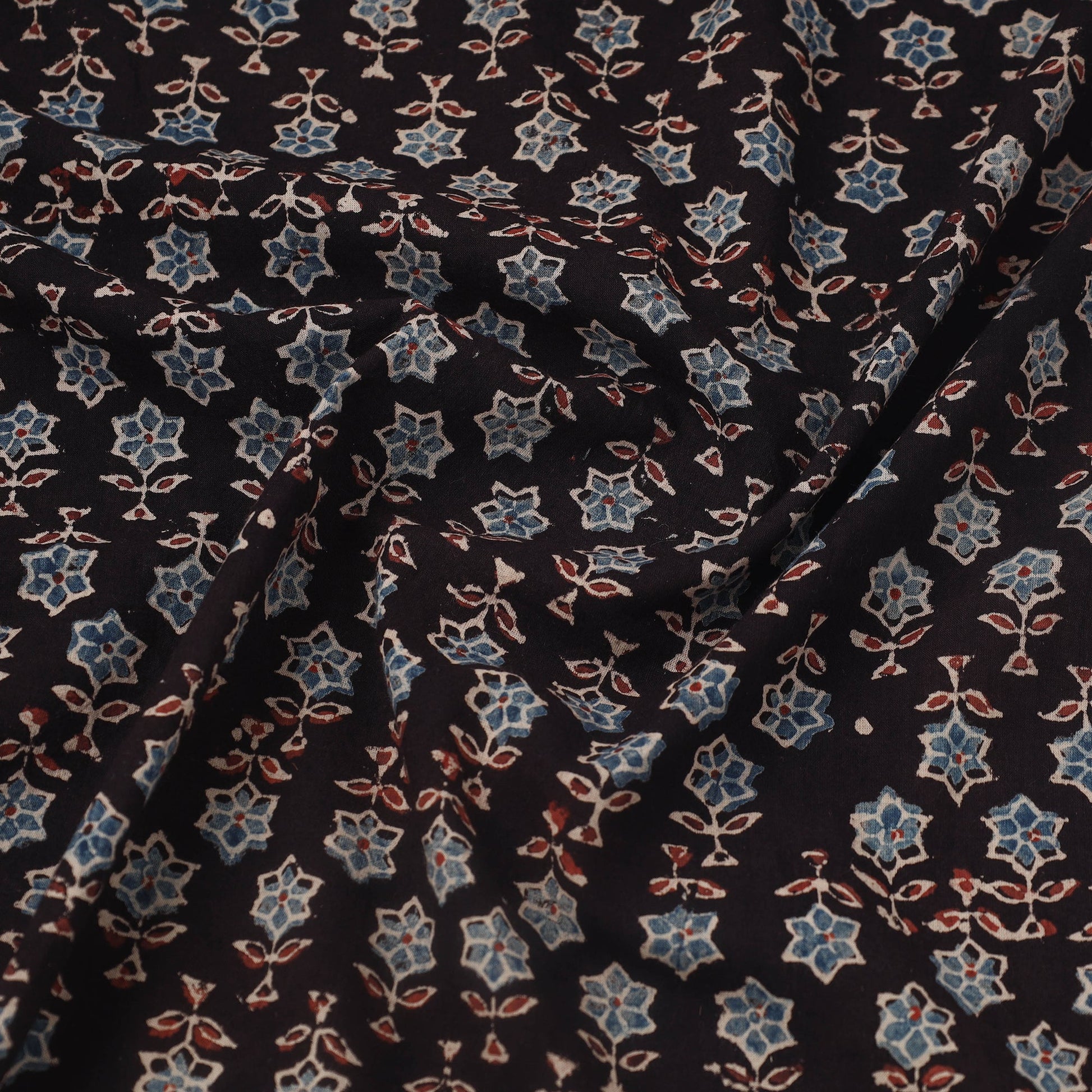 Black - Block Print Cotton Natural Dyed Ajrakh Fabric 59