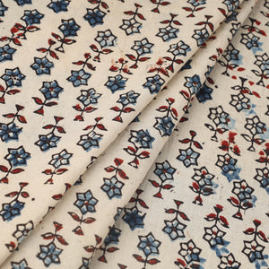 Beige - Block Print Cotton Natural Dyed Ajrakh Fabric 61