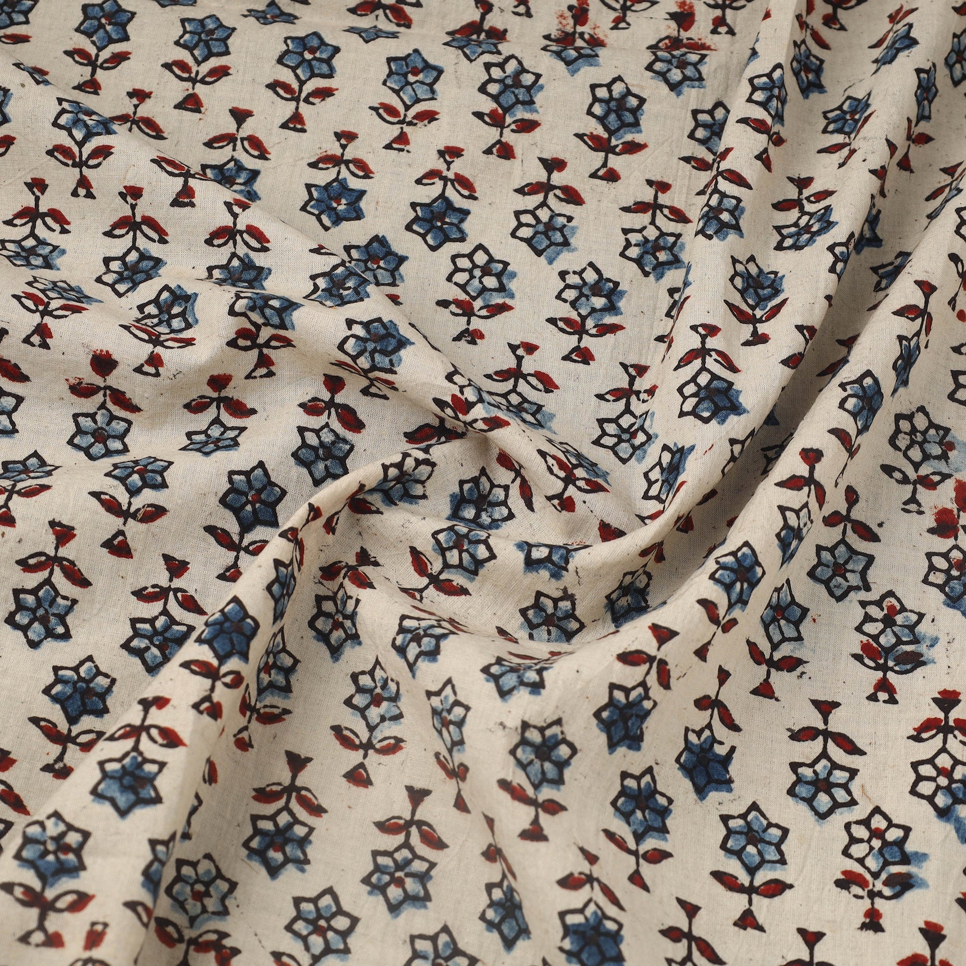 Beige - Block Print Cotton Natural Dyed Ajrakh Fabric 61
