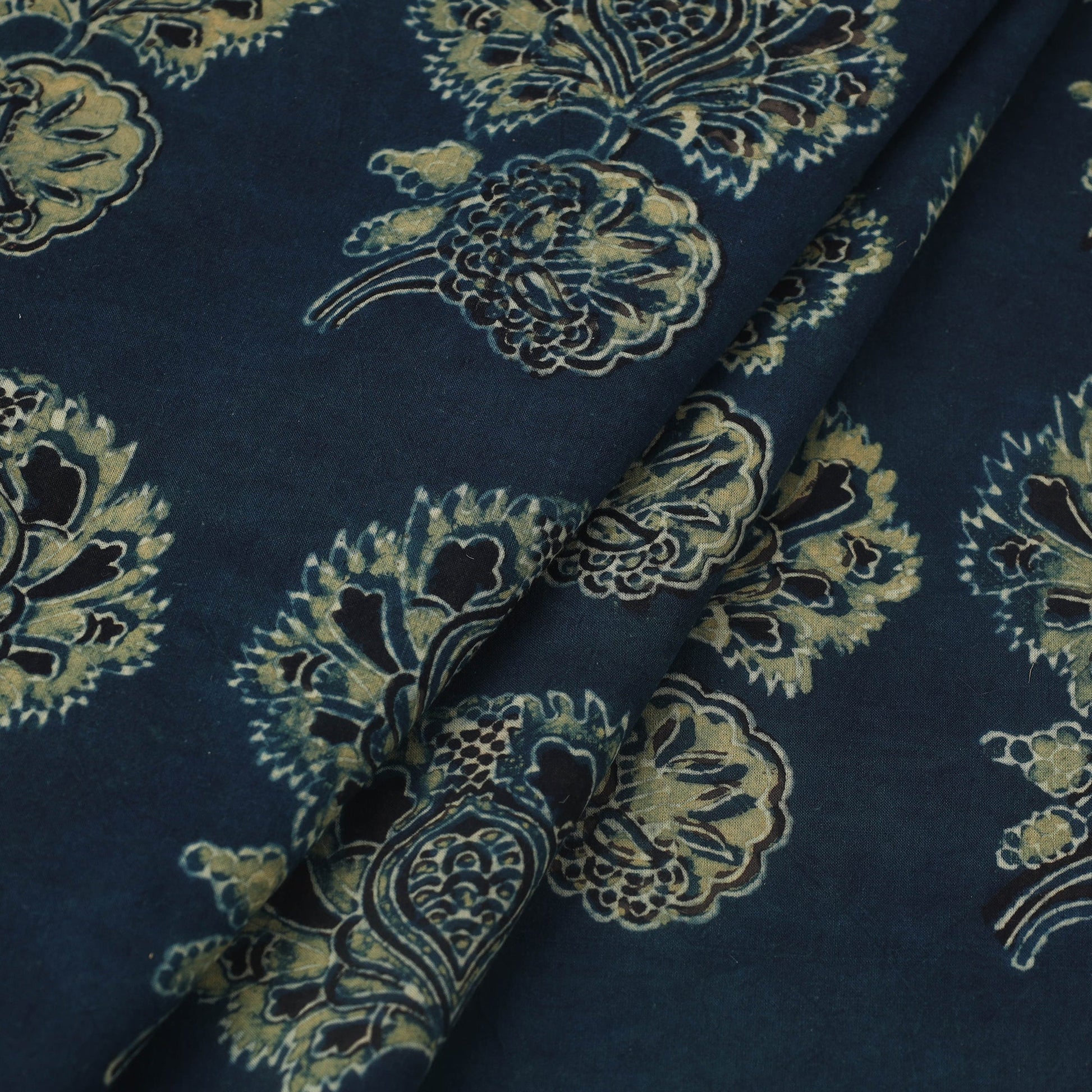 Blue - Block Print Cotton Natural Dyed Ajrakh Fabric 63