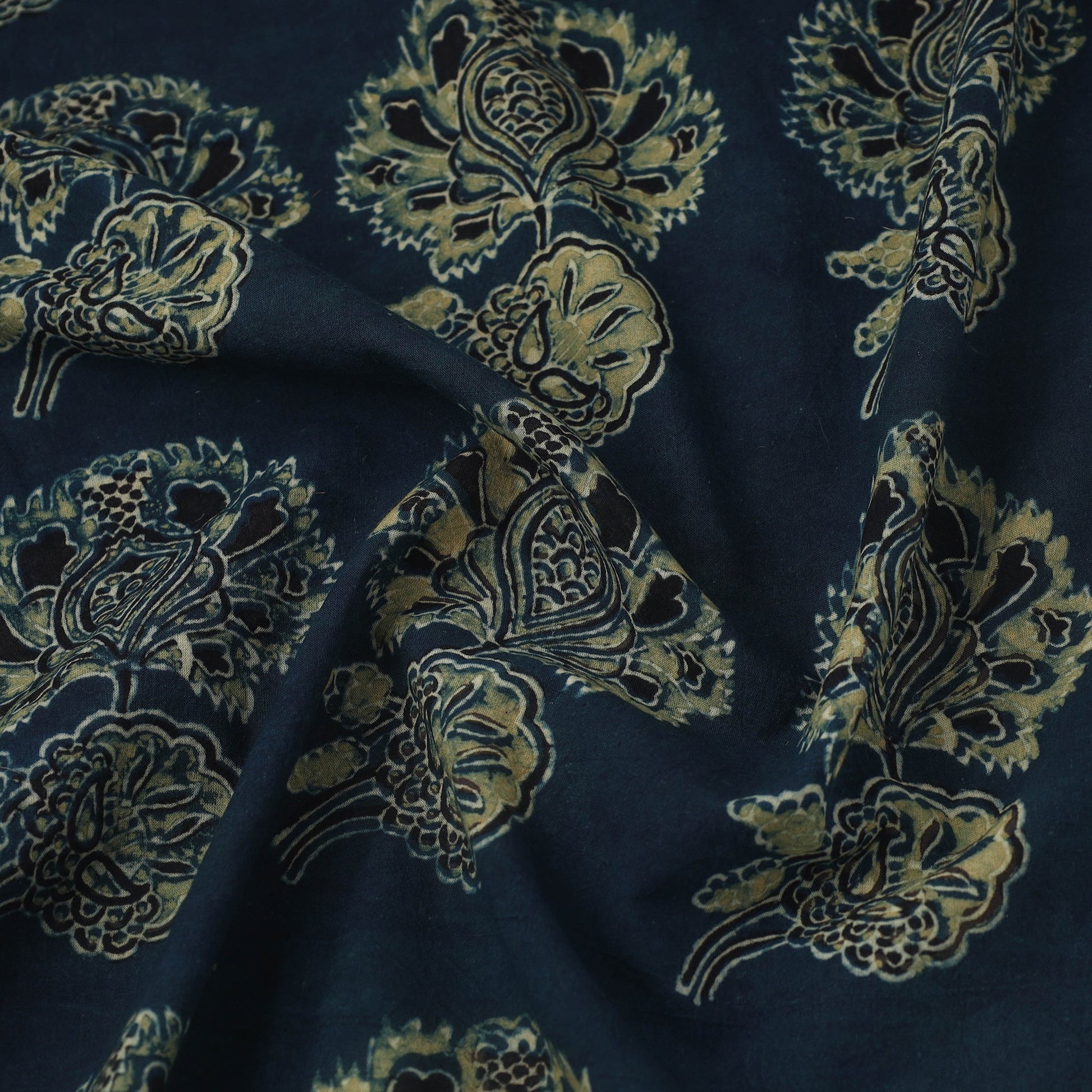 Blue - Block Print Cotton Natural Dyed Ajrakh Fabric 63