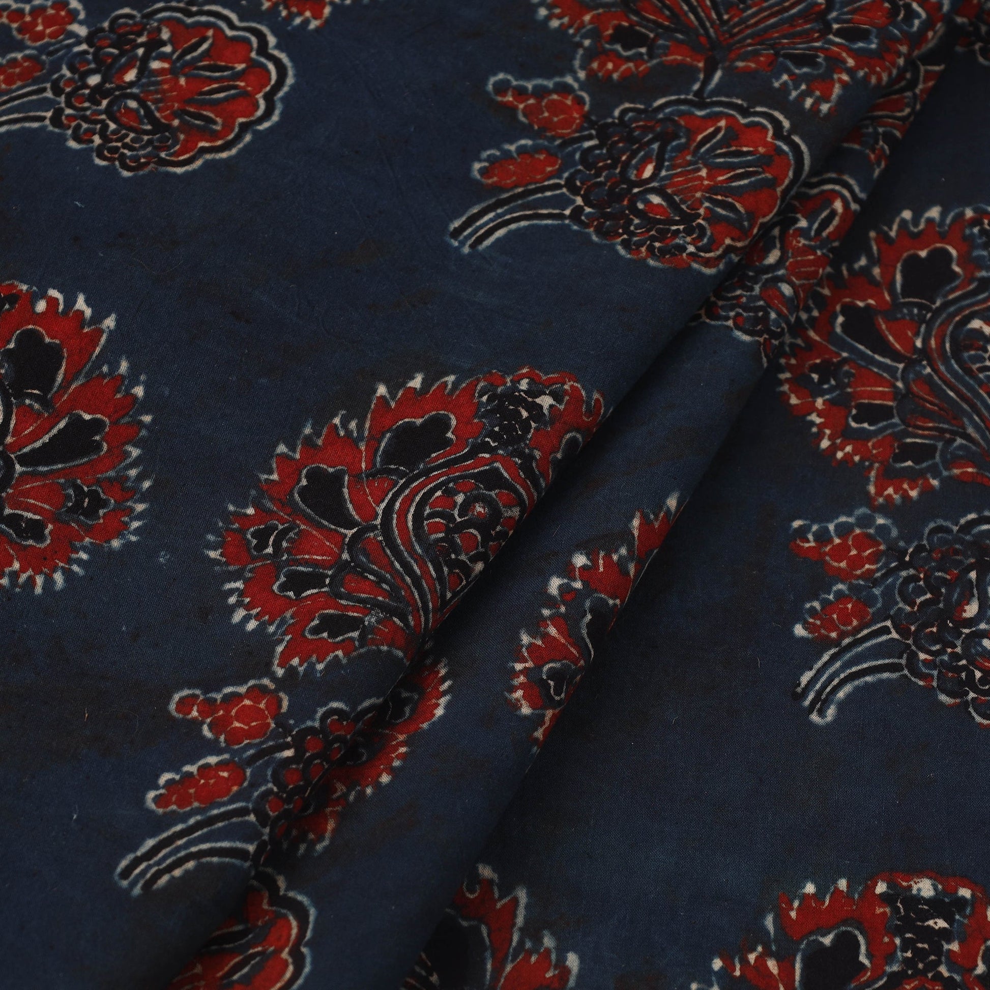 Blue - Block Print Cotton Natural Dyed Ajrakh Fabric 65