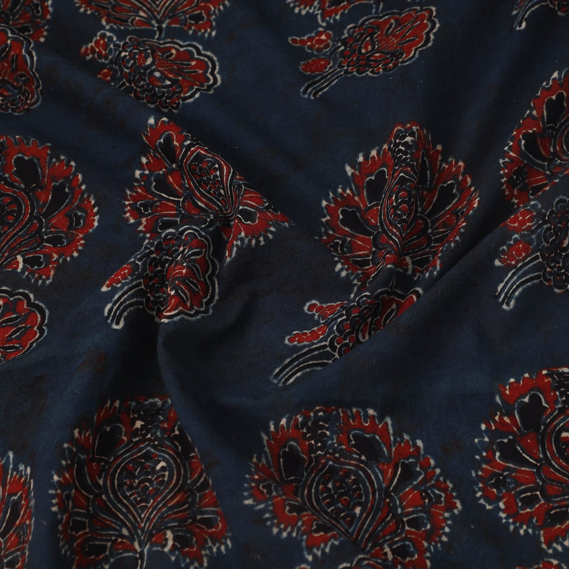 Blue - Block Print Cotton Natural Dyed Ajrakh Fabric 65