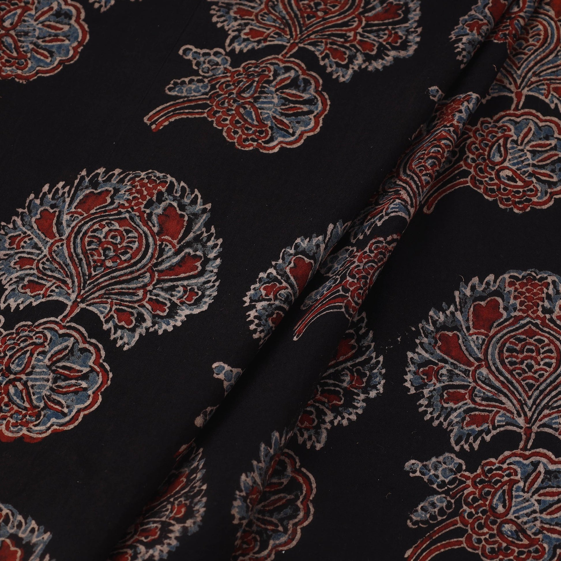 Black - Block Print Cotton Natural Dyed Ajrakh Fabric 66