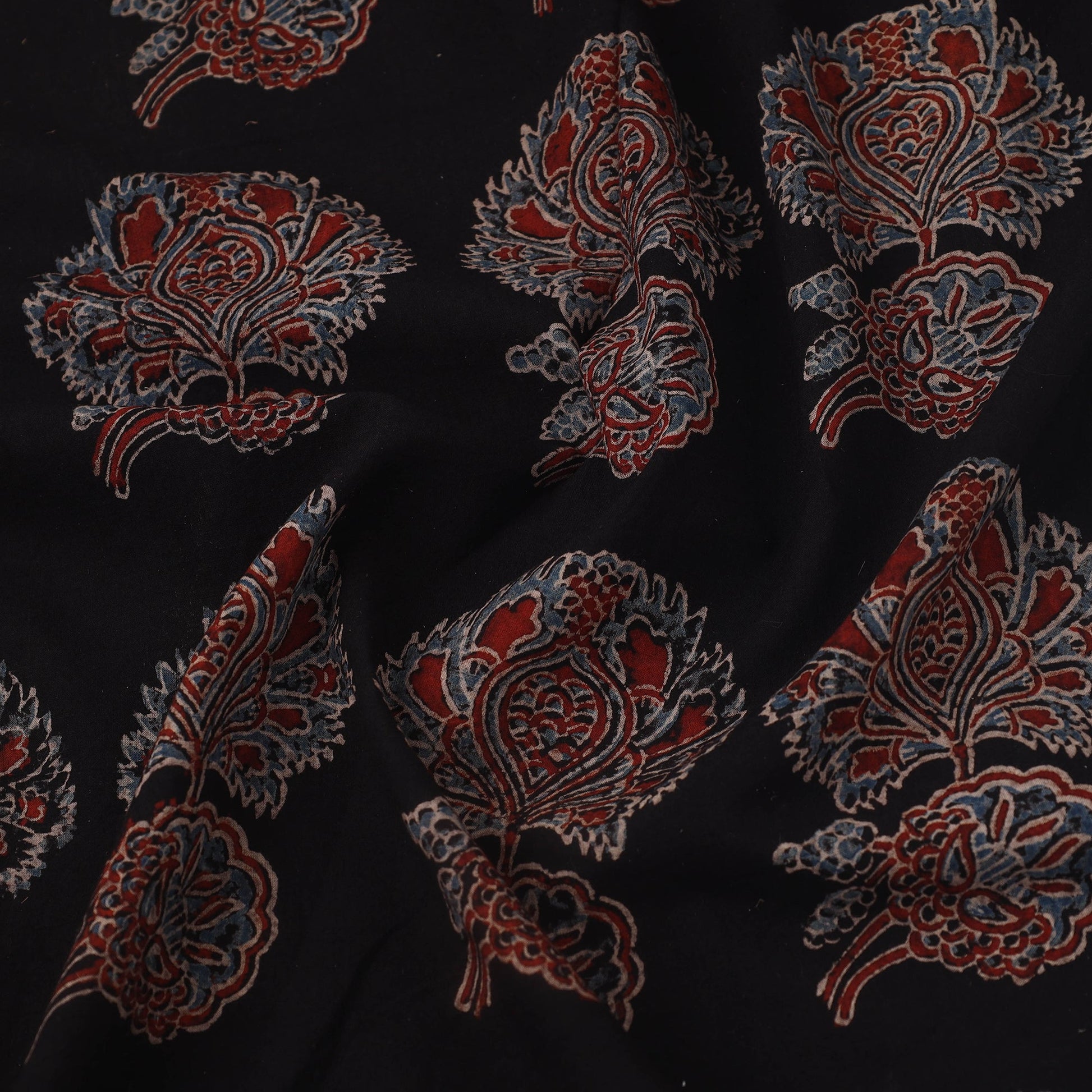 Black - Block Print Cotton Natural Dyed Ajrakh Fabric 66