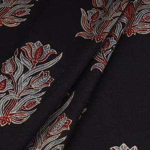 Black - Block Print Mashru Silk Natural Dyed Ajrakh Fabric 72