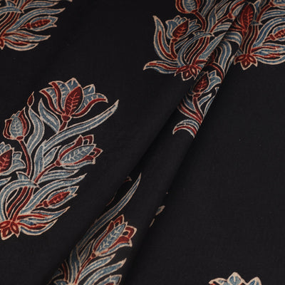 Black - Block Print Mashru Silk Natural Dyed Ajrakh Fabric 72