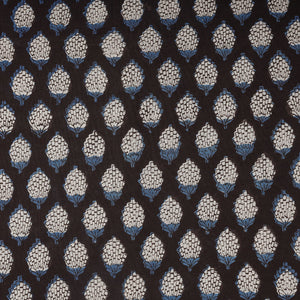 Black - Dabu Bagru Block Print Cotton Fabric