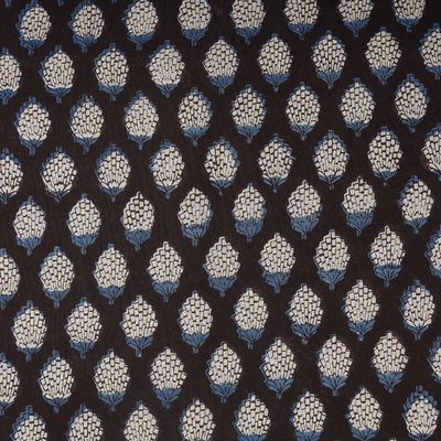 Black - Dabu Bagru Block Print Cotton Fabric