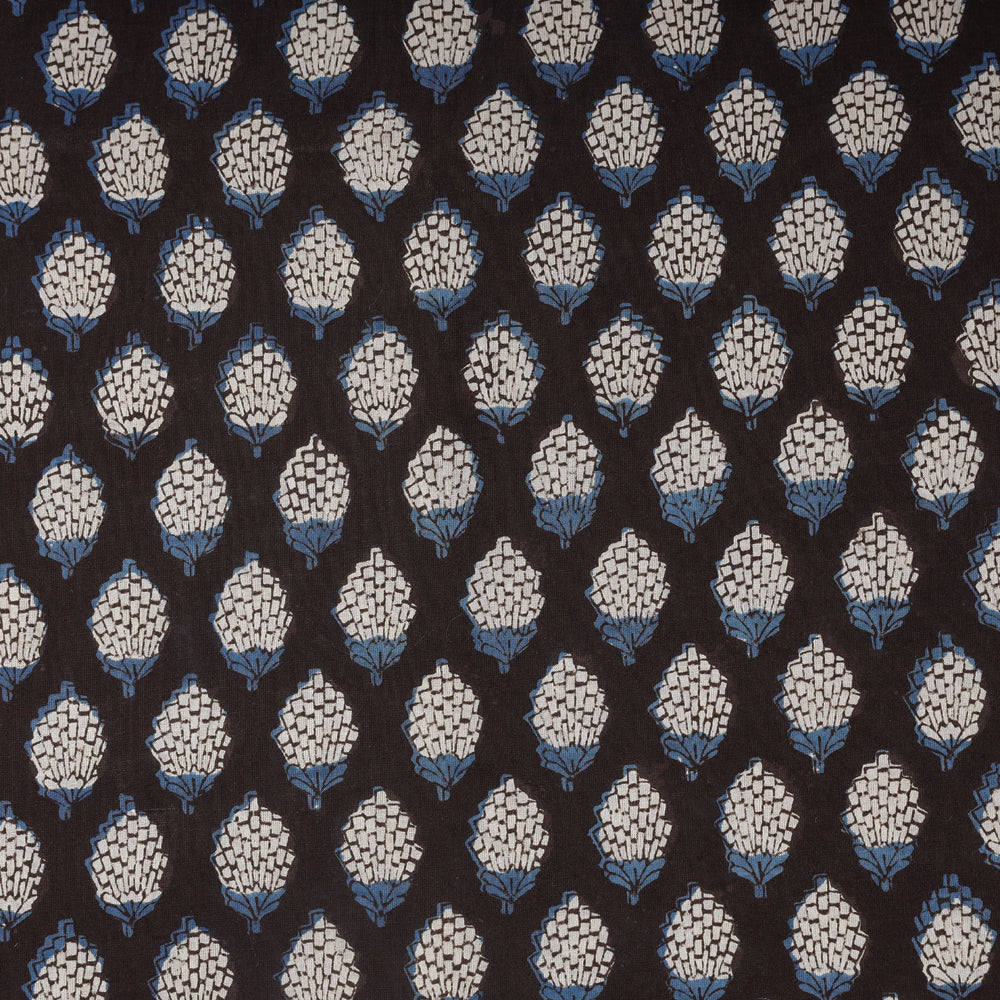 Black - Dabu Bagru Block Print Cotton Fabric