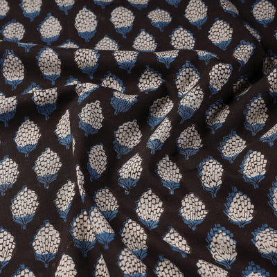 Black - Dabu Bagru Block Print Cotton Fabric