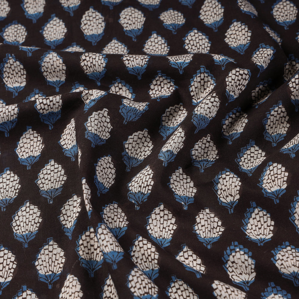Black - Dabu Bagru Block Print Cotton Fabric