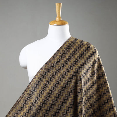Ash Brown Ajrakh Hand Block Printed Cotton Fabric