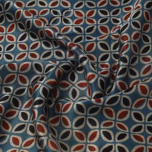 Blue - Block Print Mashru Silk Natural Dyed Ajrakh Fabric 80