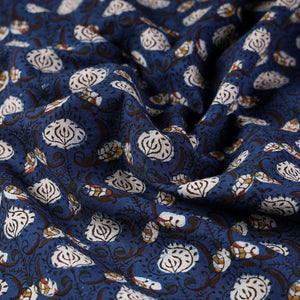 Blue - Bagru Block Print Cotton Fabric
