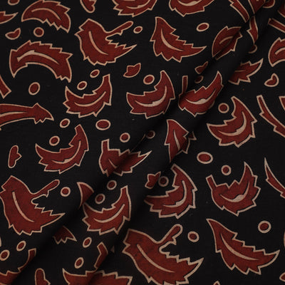 Black - Natural Dyed Cotton Bindaas Block Print Fabric 09