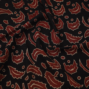 Black - Natural Dyed Cotton Bindaas Block Print Fabric 09