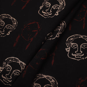 Black - Natural Dyed Cotton Bindaas Block Print Fabric 10