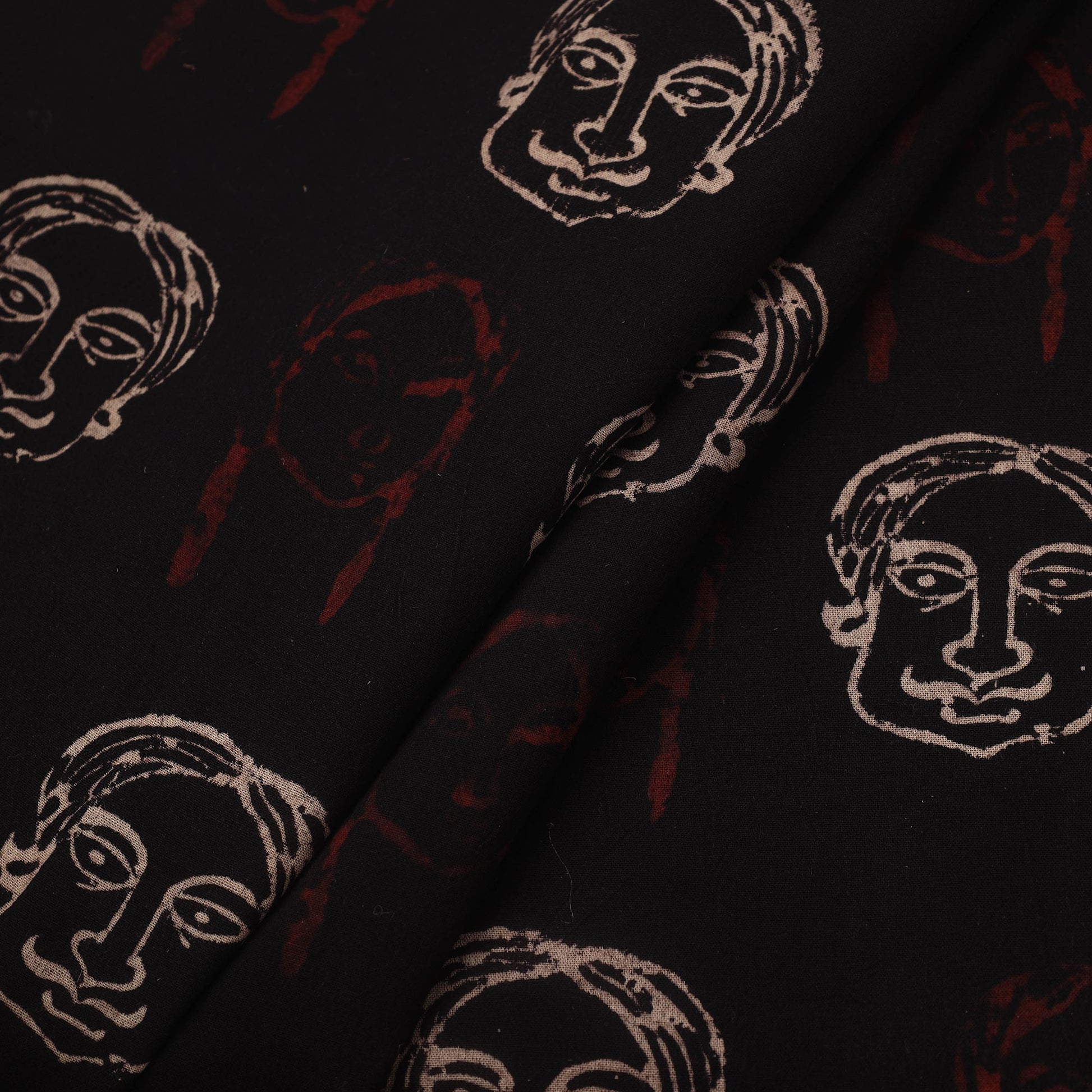 Black - Natural Dyed Cotton Bindaas Block Print Fabric 10