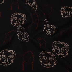 Black - Natural Dyed Cotton Bindaas Block Print Fabric 10
