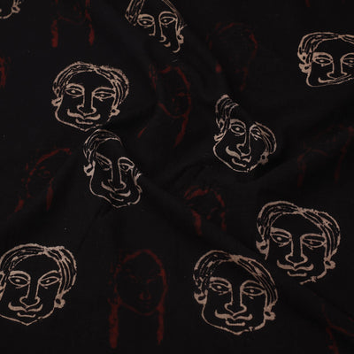 Black - Natural Dyed Cotton Bindaas Block Print Fabric 10