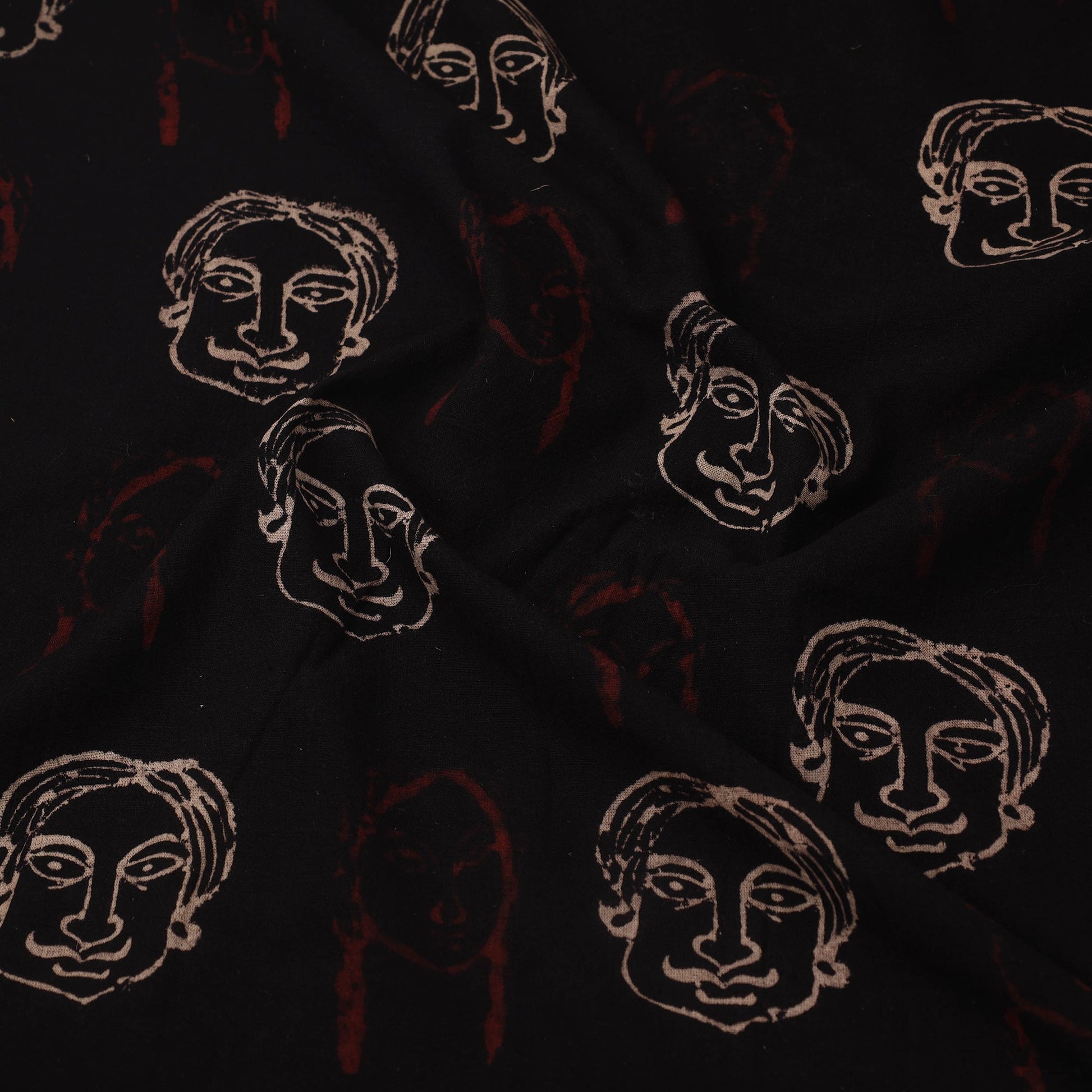 Black - Natural Dyed Cotton Bindaas Block Print Fabric 10