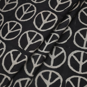 Black - Natural Dyed Cotton Bindaas Block Print Fabric 11