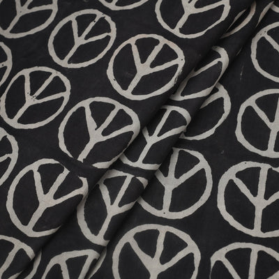Black - Natural Dyed Cotton Bindaas Block Print Fabric 11