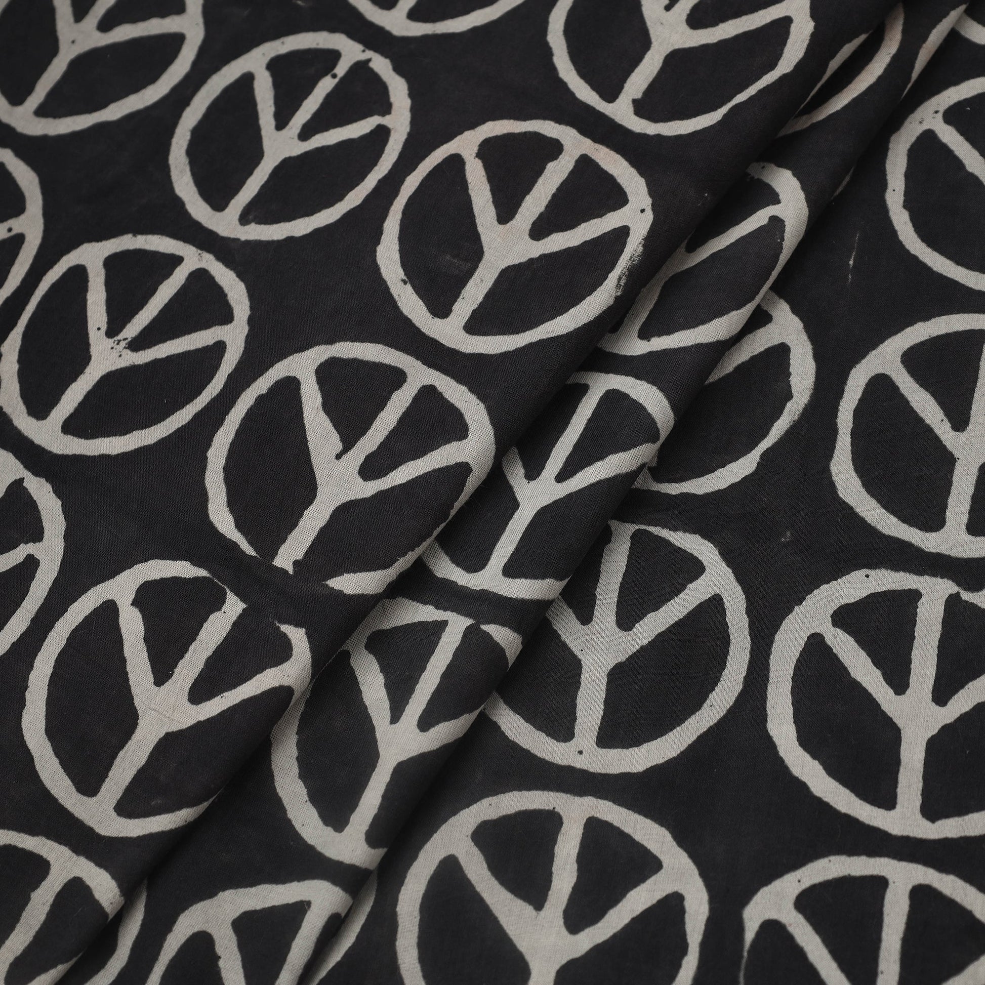 Black - Natural Dyed Cotton Bindaas Block Print Fabric 11