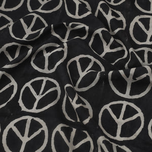 Black - Natural Dyed Cotton Bindaas Block Print Fabric 11