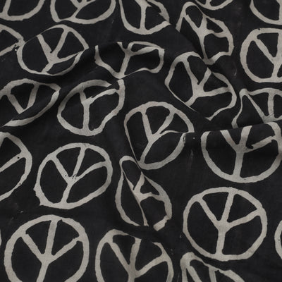 Black - Natural Dyed Cotton Bindaas Block Print Fabric 11