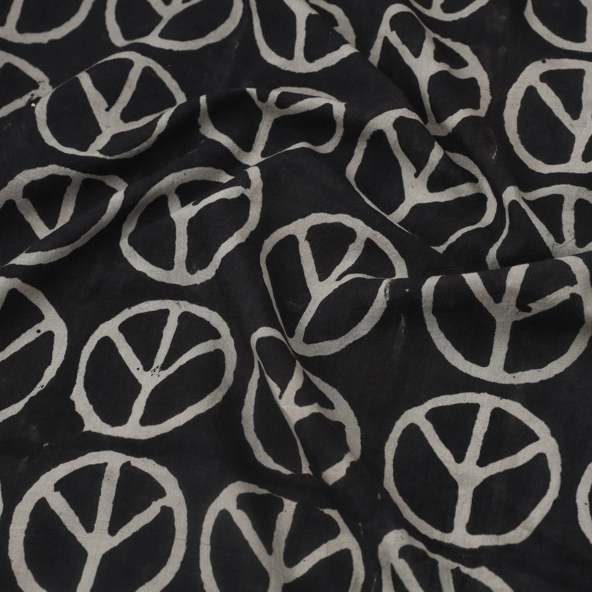 Black - Natural Dyed Cotton Bindaas Block Print Fabric 11