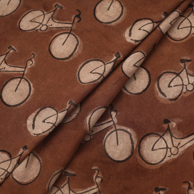 Brown - Natural Dyed Cotton Bindaas Block Print Fabric 12