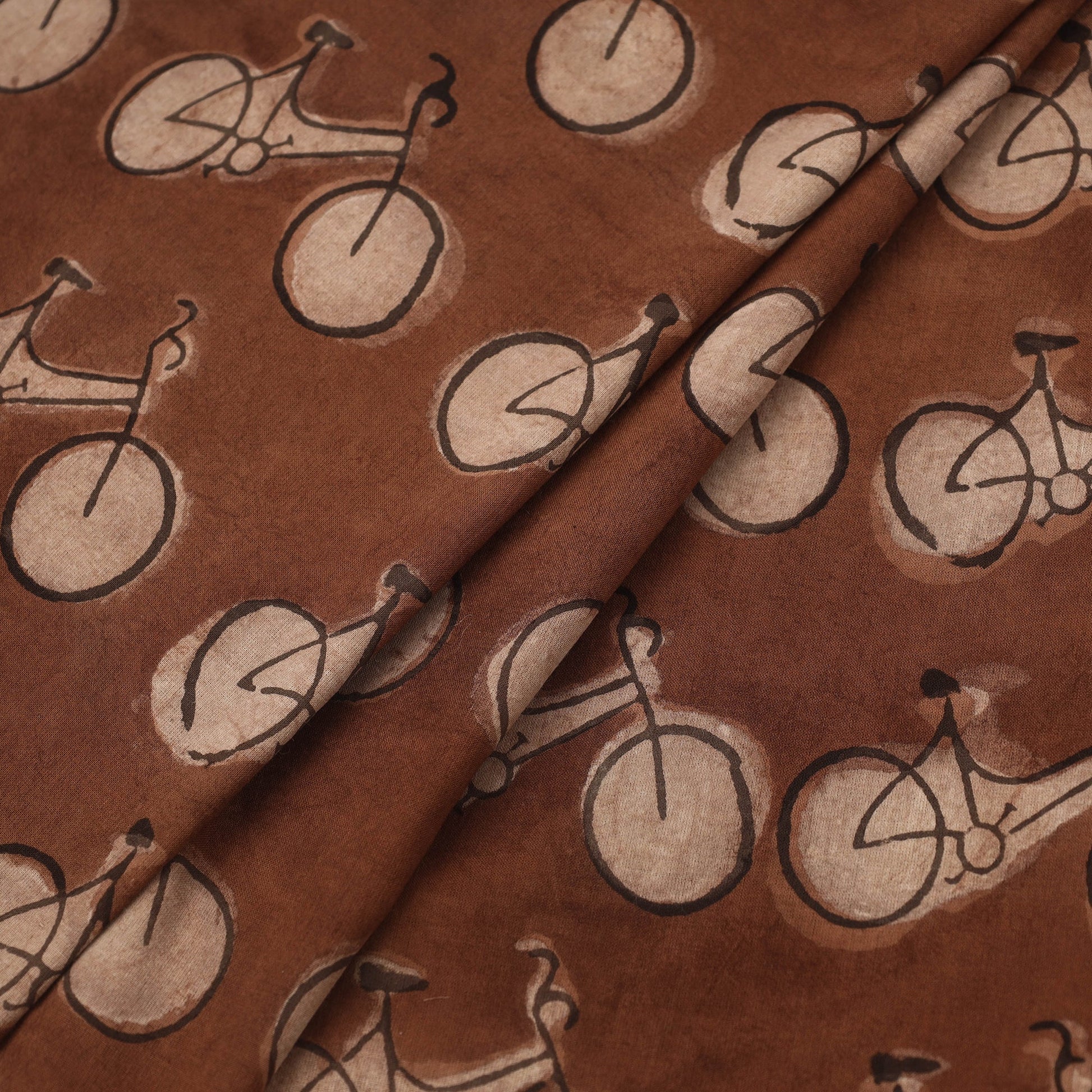 Brown - Natural Dyed Cotton Bindaas Block Print Fabric 12