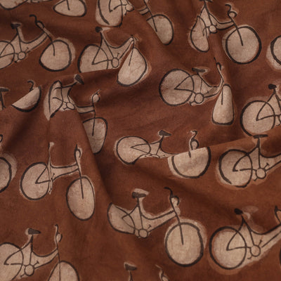 Brown - Natural Dyed Cotton Bindaas Block Print Fabric 12