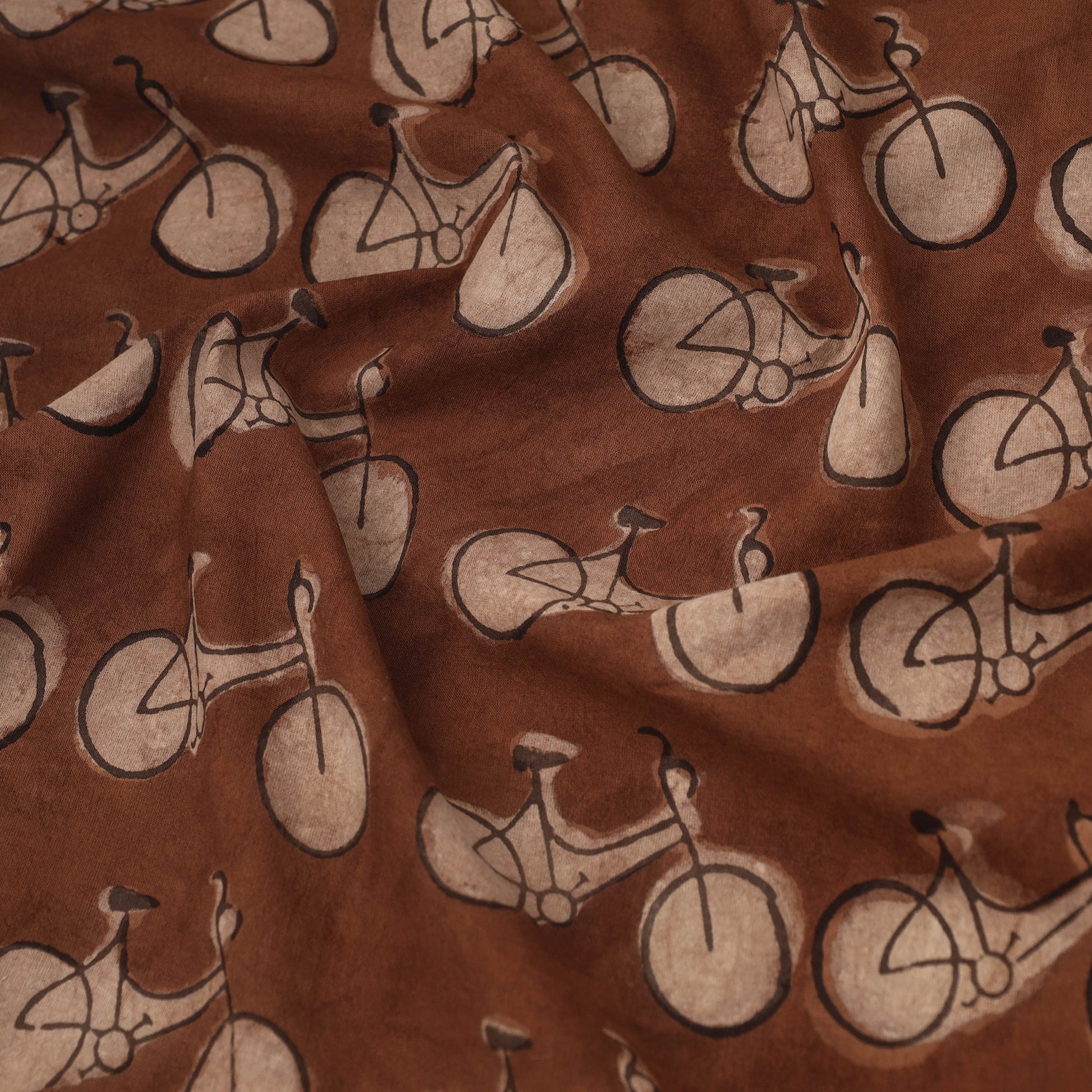 Brown - Natural Dyed Cotton Bindaas Block Print Fabric 12