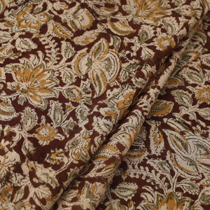 Brown - Pedana Hand Block Print Mul Cotton Kalamkari Fabric 03