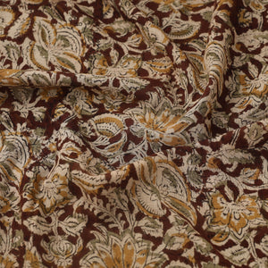 Brown - Pedana Hand Block Print Mul Cotton Kalamkari Fabric 03