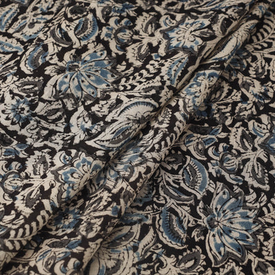 Black - Pedana Hand Block Print Mul Cotton Kalamkari Fabric 05