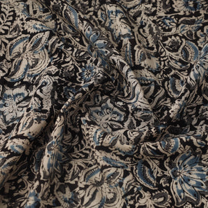 Black - Pedana Hand Block Print Mul Cotton Kalamkari Fabric 05