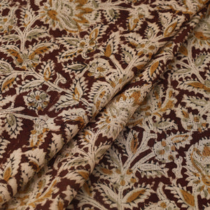 Brown - Pedana Hand Block Print Mul Cotton Kalamkari Fabric 06