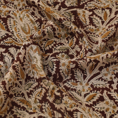 Brown - Pedana Hand Block Print Mul Cotton Kalamkari Fabric 06
