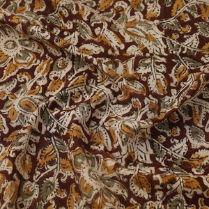Brown - Pedana Hand Block Print Mul Cotton Kalamkari Fabric 14
