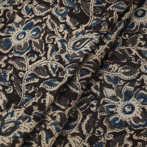 Black - Pedana Hand Block Print Mul Cotton Kalamkari Fabric 19