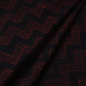 Black - Hand Block Printed Cotton Akola Fabric