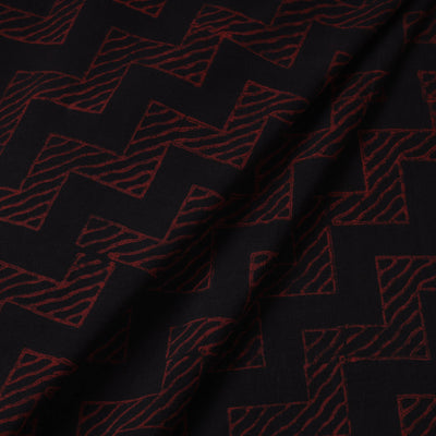 Black - Hand Block Printed Cotton Akola Fabric